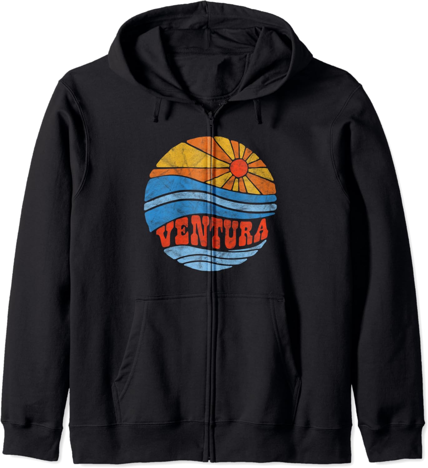 Retro Ventura California Hippie Beach Surf Vintage Zip Hoodie